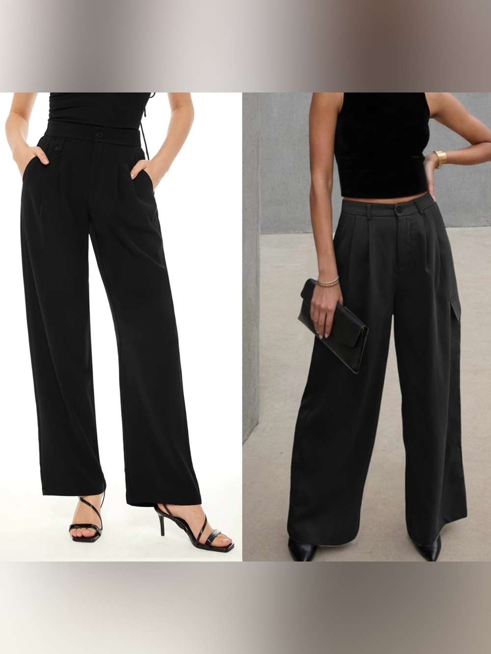 Bundle of Amazon Wide Leg and Cargo Black Trousers Size 6/M